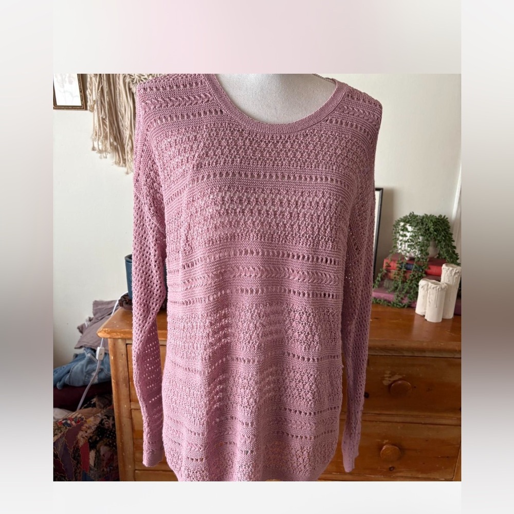 JJill Women's Pink pointelle Knit Sweater
